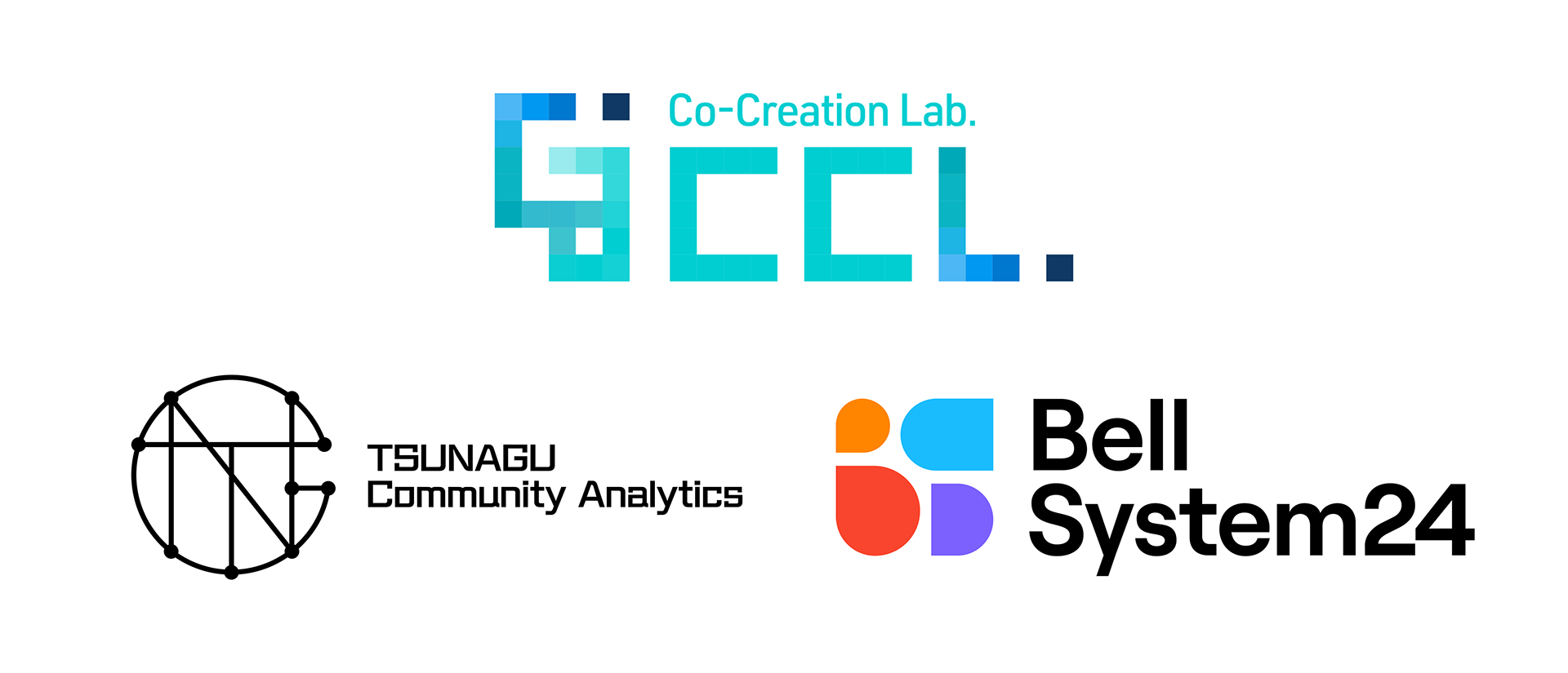 生成AI Co-Creation Lab. / TSUNAGU Community Analytics / ベルシステム24　ロゴ