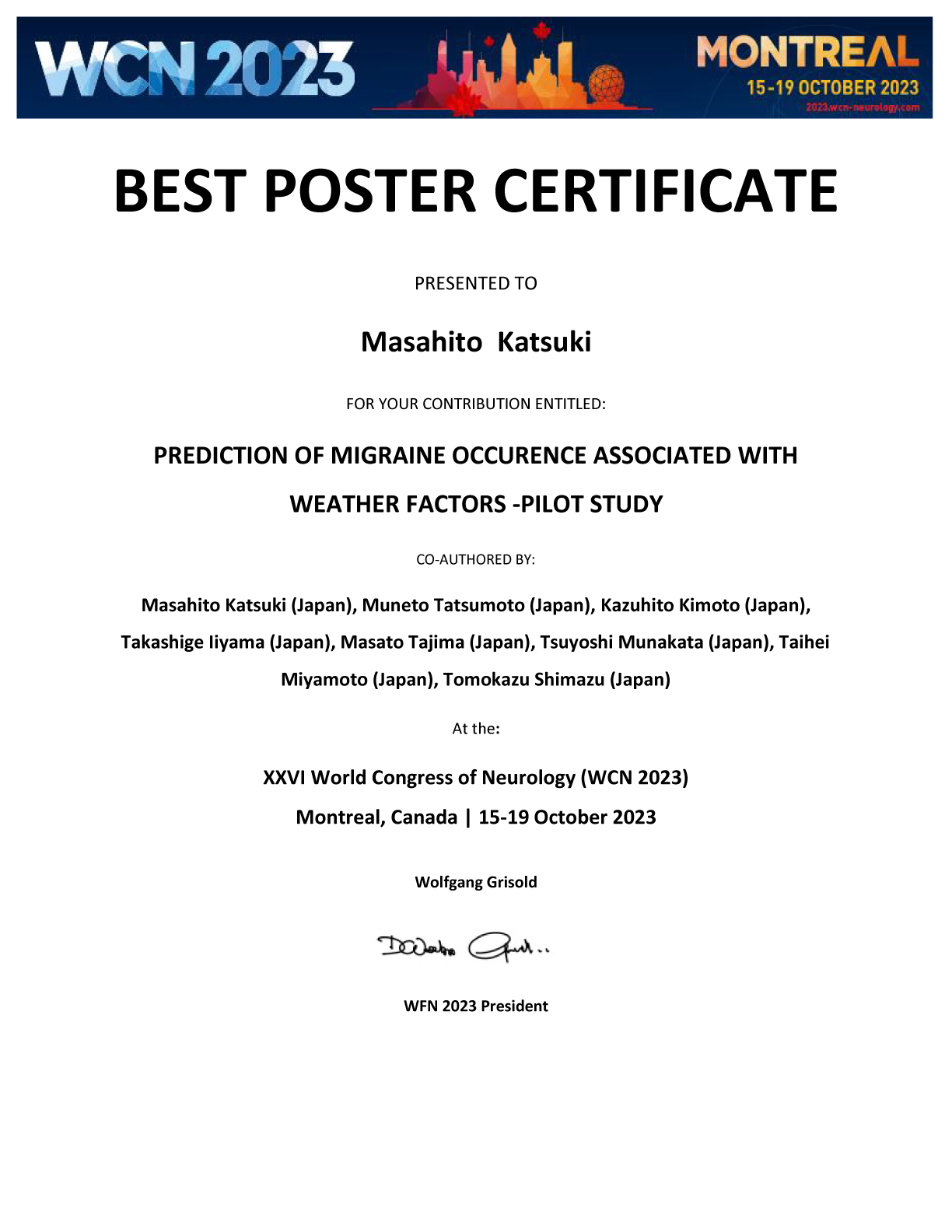 BEST POSTER CERTIFICATE